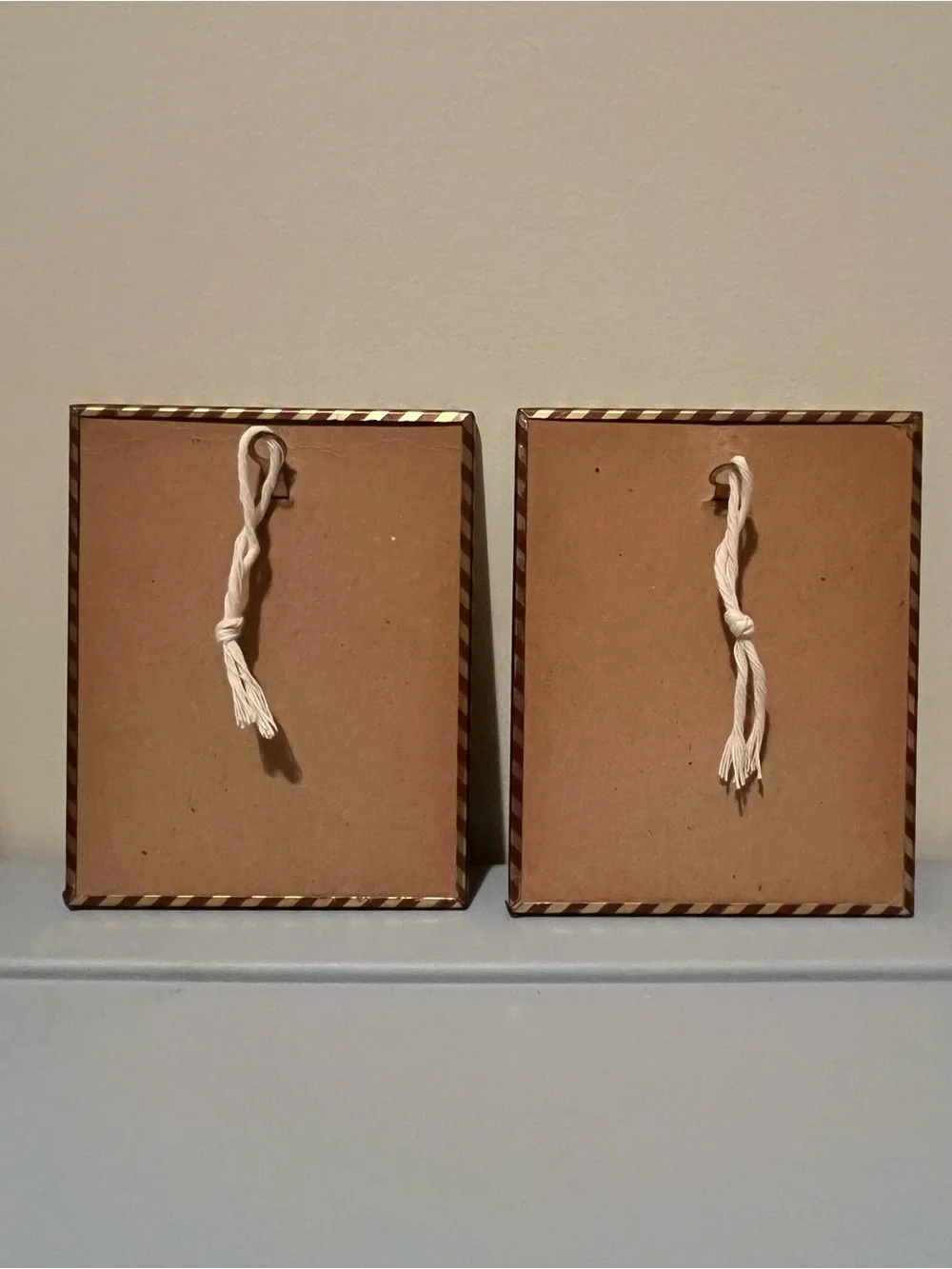 Set of 2 Vintage Hanging Picture Frames Western Cowboy Silhouette 4x5 Portrait